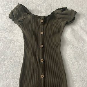 off the shoulder olive green bodycon dress